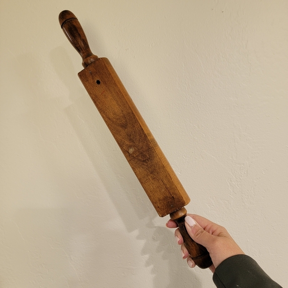 Vintage Wood Rolling Pin Recipe Card Note Letter Holder Home Decor - Picture 7 of 8